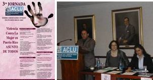 Conferencia de Prensa sobre Jornada Violencia Doméstica, en mesa: Lcda. Lenora Lapidus (Dir.,  ACLU Women's Rights Project) y Jessica Gonzáles.